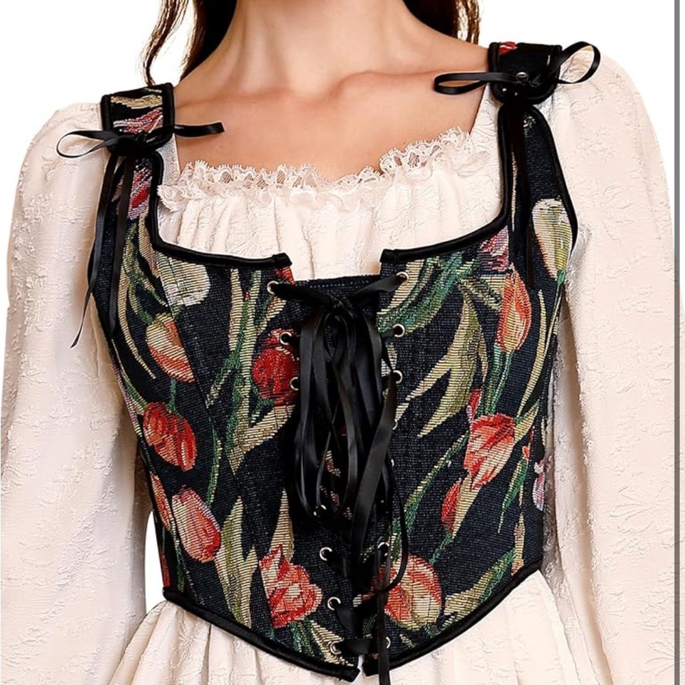 Floral Tapestry Corset Top
